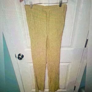 Textured Knit Olive-Green Pull-On Pants
